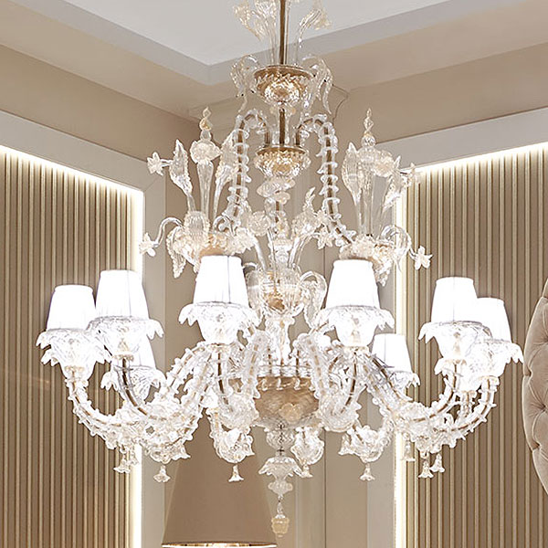 <strong>CL19</strong><br>
lampadario in cristallo rezzonico 12 luci 
Ø 121 x 148 cm