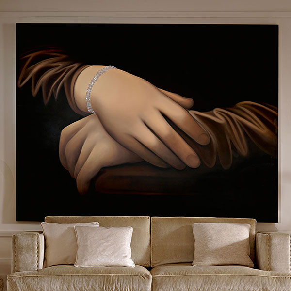 <strong>VSS9S</strong><br>
quadro mani Gioconda  bracciale Swarovski
230 x 180 cm<br><br>

VSS35S<br>
quadro mani Gioconda  bracciale Swarovski 
200 x 150 cm