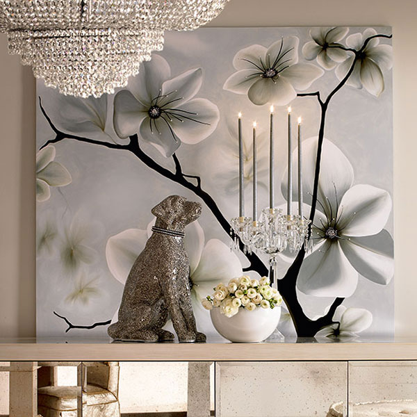 <strong>VSS11 Fiori di pesco</strong><br>
quadro con Swarovski  
180 x 180 cm