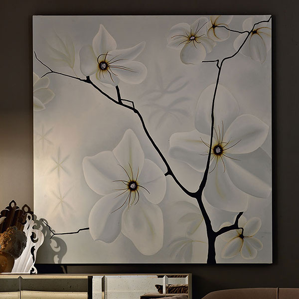 <strong>vss37 Fiori di pesco</strong><br>
quadro con Swarovski  
150 x 150 cm