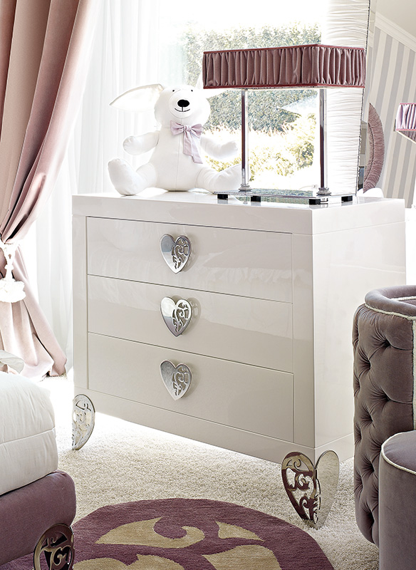 <strong>1630</strong> comò 3 cassetti con MR09 maniglia cuore grande L. 101 x P. 51 x H. 88 cm