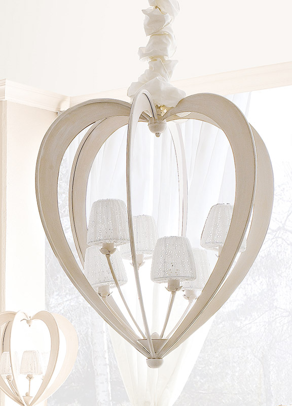 <strong>2139</strong> lampadario cuore 6 luci Ø 69 x H. 76 cm