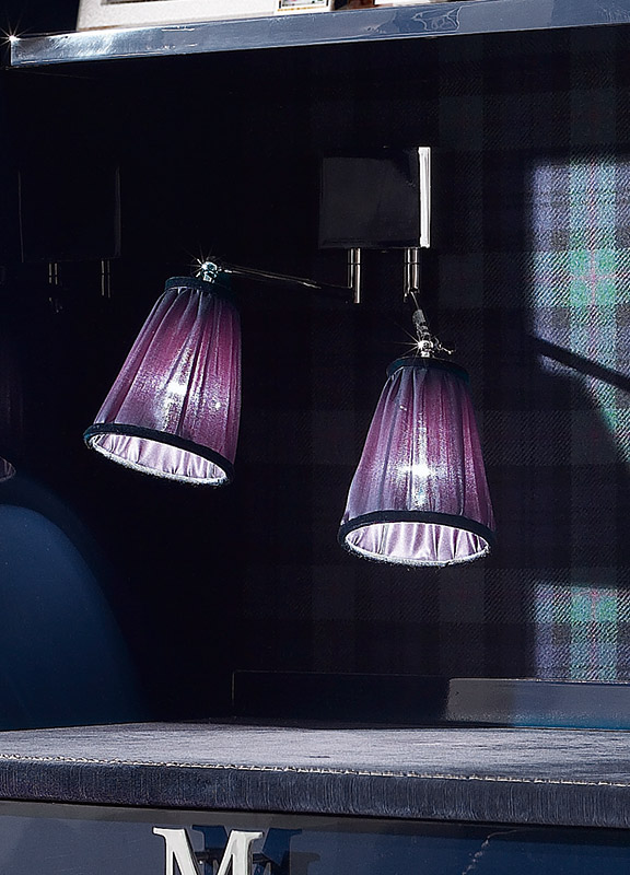 <strong>2059</strong> applique 2 steli cromo snodabile estensione max due steli con paralumi L. 71 x P. 36 x H. 46 cm