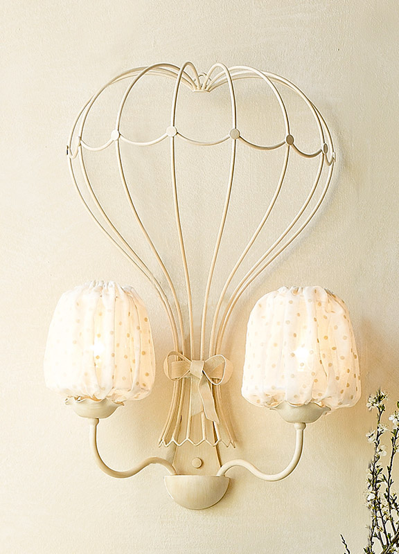 <strong>2038</strong> applique mongolfiera 2 luci L. 31 x P. 13 x H. 43 cm