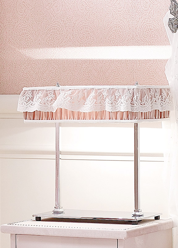 <strong>PAR28</strong> paralume rettangolare in tessuto increspato con tulle L. 24 x 44 x H. 12 cm