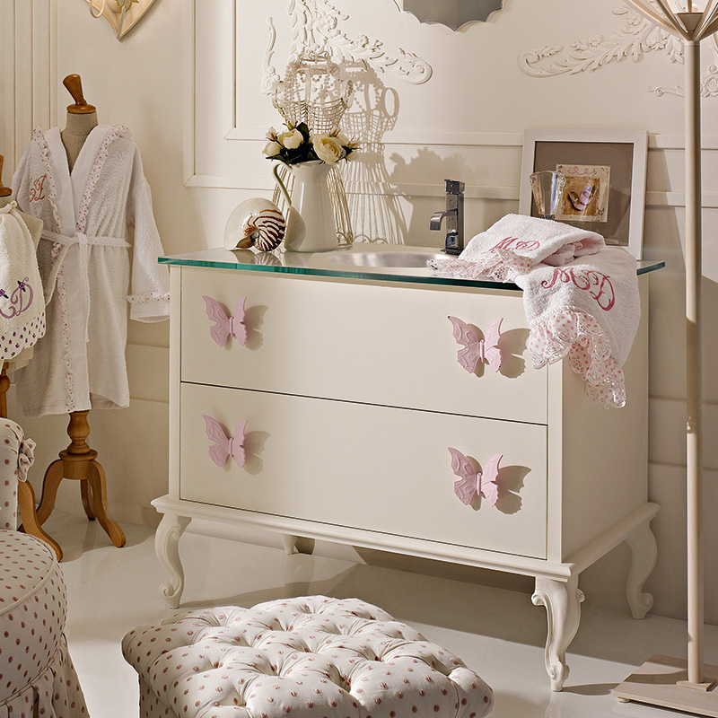 <strong>1077</strong> mobile bagno con PF01 maniglia farfalla grande L. 100 x P. 60 x H. 81 cm